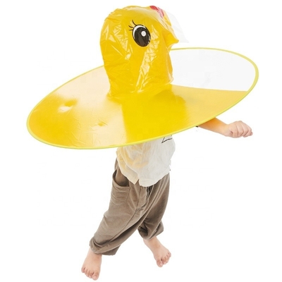 OVNI forma de la manija del impermeable de los niños transparente impermeable poncho para la diversión al aire libre