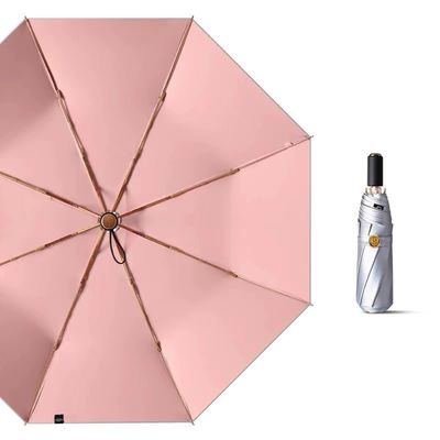 3 Paraguas plegables de titanio de plata para regalos corporativos Protección UV portátil duradera