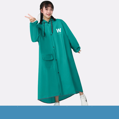 Viaje escolar ropa de lluvia Poncho con cremallera de borde grande con tira reflectante y diseño impermeable