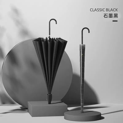 190T Pongee Density Impresión Logotipo de mango largo Paraguas recto para regalos de negocios