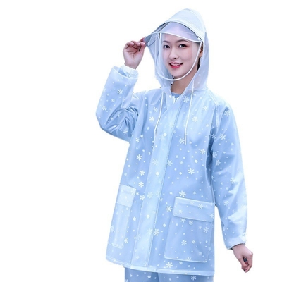 Tejido de PVC engrosado abrigo de lluvia pantalones de lluvia traje para hombres y mujeres Impresión de logotipos personalizados