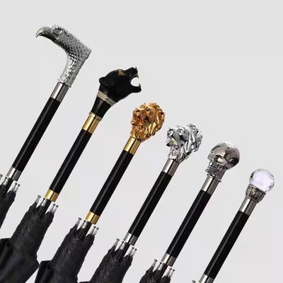 Jefe de animal japonés Negro Custom Bar Paraguas recto para personalidades creativas