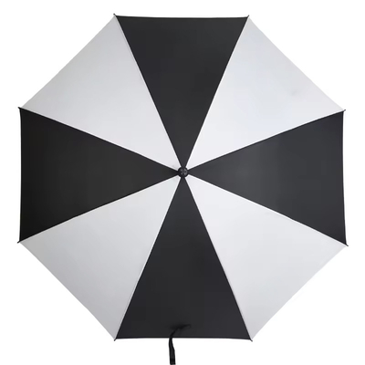 Paraguas de golf en blanco y negro personalizado con diámetro abierto de 120 cm