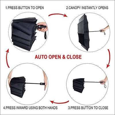 10 costillas Auto abierto cerrado plegable sombrilla de viaje plegable para protección contra la lluvia