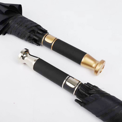 Mando de metal de plata recto doble dosel Rolls Royce Golf Paraguas Logotipo personalizado