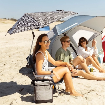 Silla para bebés de playa al aire libre con paraguas ajustables y protección UV universal