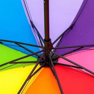 Colorido diseño del arco iris 3 Paraguas manual plegable con costillas resistentes al viento y de fibra de vidrio metálica