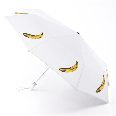 Logotipo de impresión personalizado Paraguas plegable de poliéster blanco para publicidad o regalos y duradero