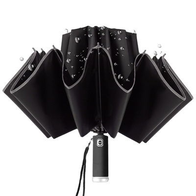 Estilo minimalismo Paraguas triple plegable LED Paraguas automático reflector invertido