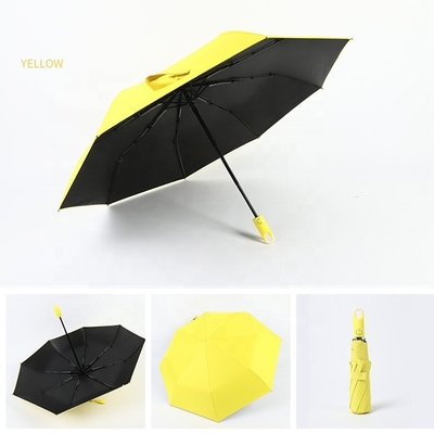 Cerradura de la cabeza de la manija de color puro personalizado sombrilla plegable con logotipos de impresión automática completa
