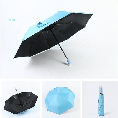 Cerradura de la cabeza de la manija de color puro personalizado sombrilla plegable con logotipos de impresión automática completa