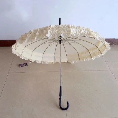 19 pulgadas mujer Pagoda Parasol Paraguas de boda con panel de encaje y estilo abierto manual