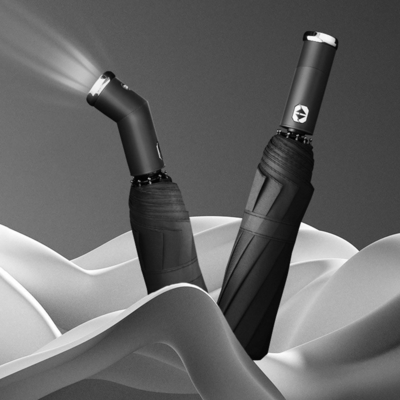 2023 Diseño de lujo Regalos de negocios Automático plegado reflector luz hasta paraguas al aire libre