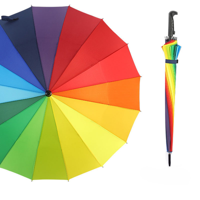 Paraguas de 16K abierto automáticamente con iriscencia personalizada e impresión en diseño gradual colorido