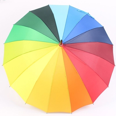 Paraguas de 16K abierto automáticamente con iriscencia personalizada e impresión en diseño gradual colorido