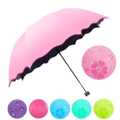 Estilo de diseño minimalista Magia UV plegable Sol lluvia Paraguas a prueba de viento con flores