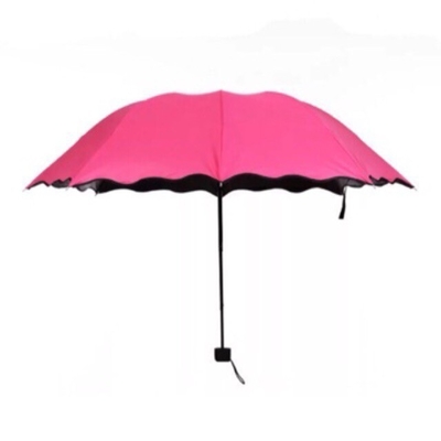 Estilo de diseño minimalista Magia UV plegable Sol lluvia Paraguas a prueba de viento con flores