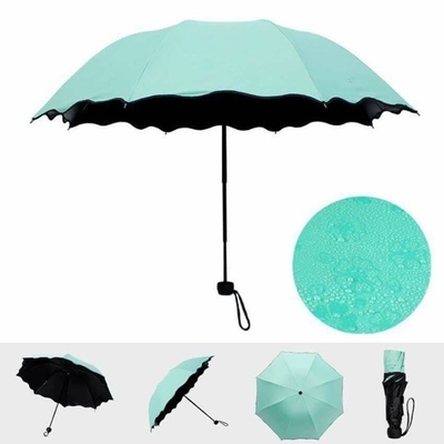 Estilo de diseño minimalista Magia UV plegable Sol lluvia Paraguas a prueba de viento con flores