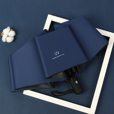 Paraguas de promoción de la compañía Tres plegadas automáticas de vinilo sombrilla con diseño minimalista