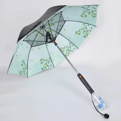 Paraguas para el mercado al aire libre con ventilador incorporado e impresión personalizada con spray de agua