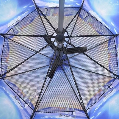 Paraguas para el mercado al aire libre con ventilador incorporado e impresión personalizada con spray de agua