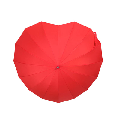 Adultos Creativo Rojo Brillante Con forma de corazón sombrilla de mango largo para la boda