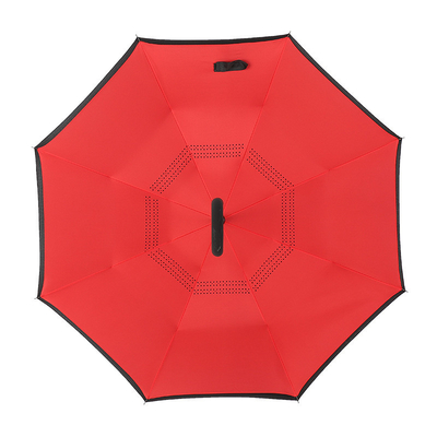 Paraguas publicitarios con mango en forma de C, anti-UV, impermeable, reverso, recto