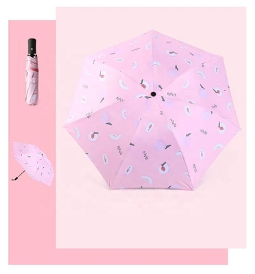 Logotipo personalizado de sombrilla triple plegable de poliéster para promociones y compras OEM