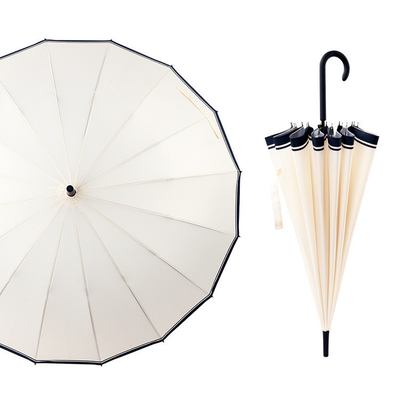 16k Paraguas de golf recto estilo japonés y coreano en blanco y negro para el diseño minimalista