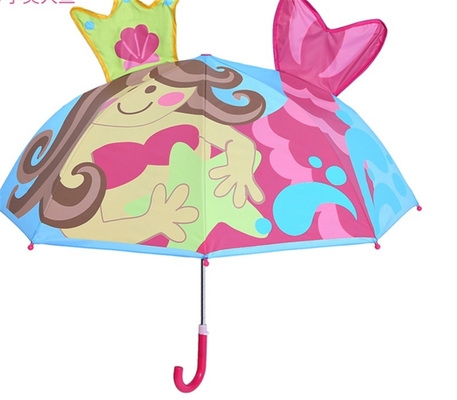 Diámetro abierto 90cm 19 pulgadas 8K 190T Pongee Kids Paraguas con orejas Personalizado y lindo