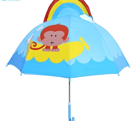 Diámetro abierto 90cm 19 pulgadas 8K 190T Pongee Kids Paraguas con orejas Personalizado y lindo