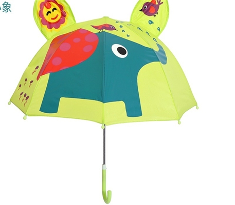 Diámetro abierto 90cm 19 pulgadas 8K 190T Pongee Kids Paraguas con orejas Personalizado y lindo