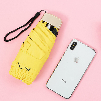 Envío a domicilio Ropa negra de revestimiento UV Pongee Mini cápsula sombrilla de bolsillo para protección solar