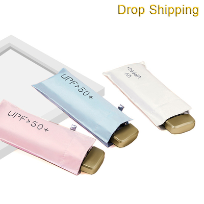 Envío a domicilio Ropa negra de revestimiento UV Pongee Mini cápsula sombrilla de bolsillo para protección solar
