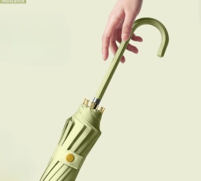 Largo mango de los hombres y las mujeres paraguas 16k Rod recto curvado gancho automático para adultos