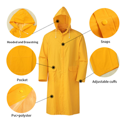 OXFORD CLOTH Camiseta de lluvia amarilla para adultos de PVC poliéster