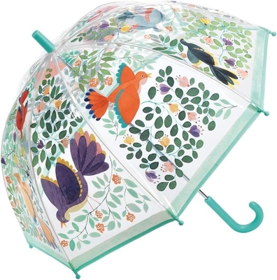 Japón estilo impermeable para niños sombrilla de impresión completa de fibra de vidrio marco gancho mango