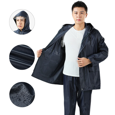 Logotipo personalizado Trabajador abrigo de lluvia chaqueta impermeable masculina para todas las estaciones traje de lluvia de dos piezas