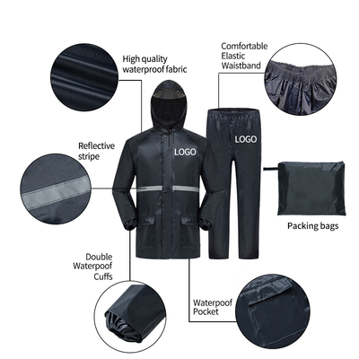 Logotipo personalizado Trabajador abrigo de lluvia chaqueta impermeable masculina para todas las estaciones traje de lluvia de dos piezas