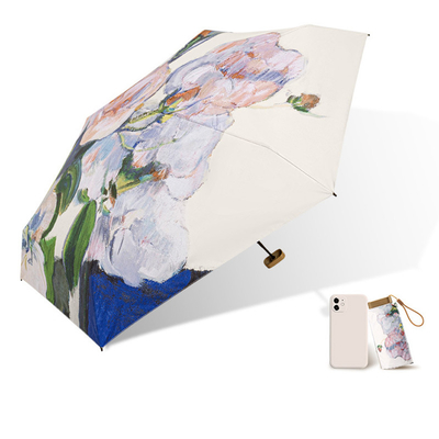 Paraguas Plegable Flor de Nacimiento Pequeño A prueba de viento A prueba de lluvia A prueba de rayos UV 5 Mini cápsula plegable