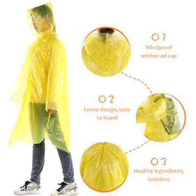 Adultos estilo Glam de diseño impermeable transparente largo poncho con capucha desechable