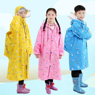 Abrigos de lluvia largos y transparentes Abrigos de lluvia de dos bordes para niños con poncho de una pieza