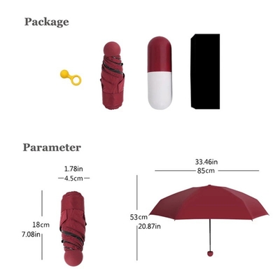 Capsula de protección UV de cinco pliegues de bolsillo Super diminuto paraguas con impresión de placa completa