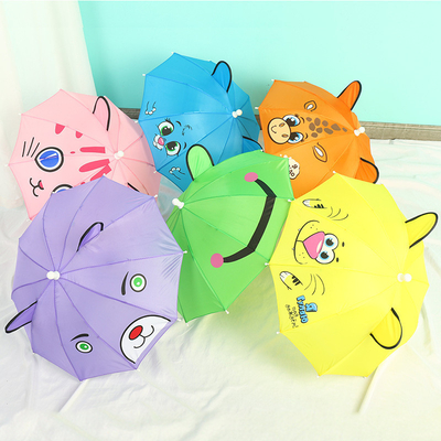 Mini paraguas para niños de colores personalizados con mango largo y diseño de dibujos animados adorable