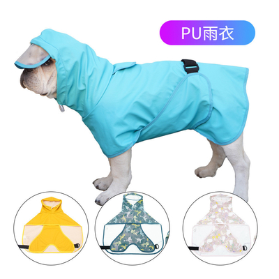 Poncho estilo impermeable reflector del perro impermeable con apertura de arnés y bolsillo de bolsa de caca