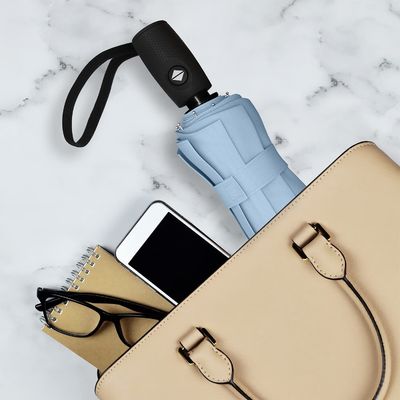 Paraguas de viaje con doble dosel con revestimiento UV negro 190T Pongee para protección contra lluvia y viento