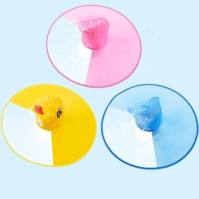 OVNI forma de la manija del impermeable de los niños transparente impermeable poncho para la diversión al aire libre