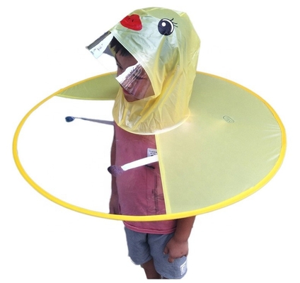 OVNI forma de la manija del impermeable de los niños transparente impermeable poncho para la diversión al aire libre