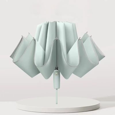 Eje de metal 10K Inverso Sombrinha Impermeable Paraguas Conjunto de regalos corporativos Logotipo personalizado