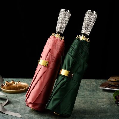 Control manual mango de inserción de diamante 3 sombrillas plegables sombrillas únicas de lluvia para mujeres